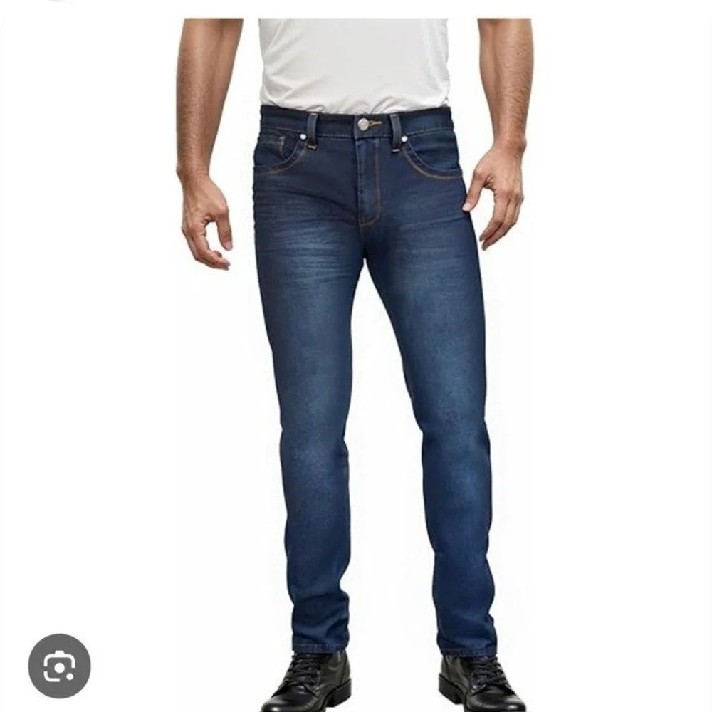 Beverly Hills Polo Club Mens Dark Wash Slim Straight Jeans 36x30 Stretch Denim‎